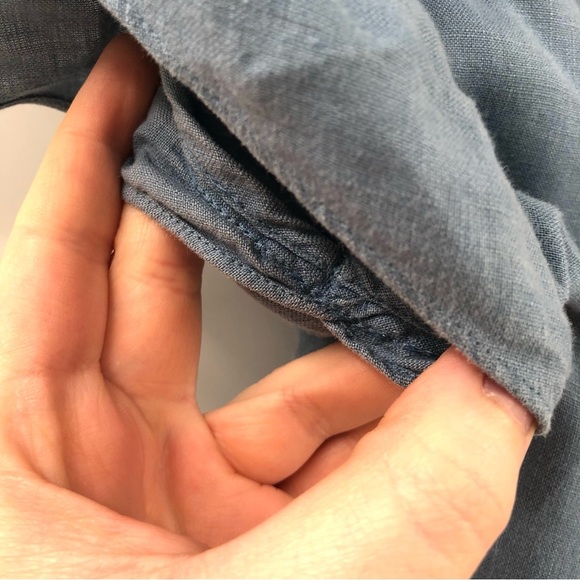 BODEN Sorrento 100% Linen Dress 8 Embroidered Applique Blue Short Sleeve WH455 - Picture 8 of 11